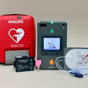 Philips HeartStart FR3 AED Defibrillator W/ Battery, Smart Pads III, Key, & Case