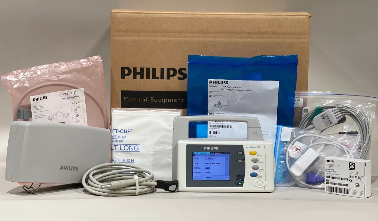 PHILIPS INTELLIVUE X2 M3002A PORTABLE MONITOR WITH NEW BATTERY AND ACCESSORIES