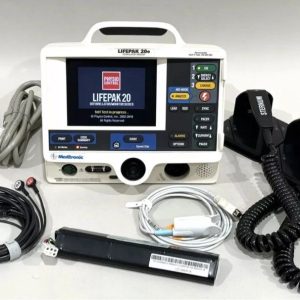 Physio-Control LIFEPAK 20e Defibrillator Monitor Complete With Hard Paddles, Battery, SPO2 Cable, ECG Cable, AED Mode, Pacing, Printer, & Power Cord