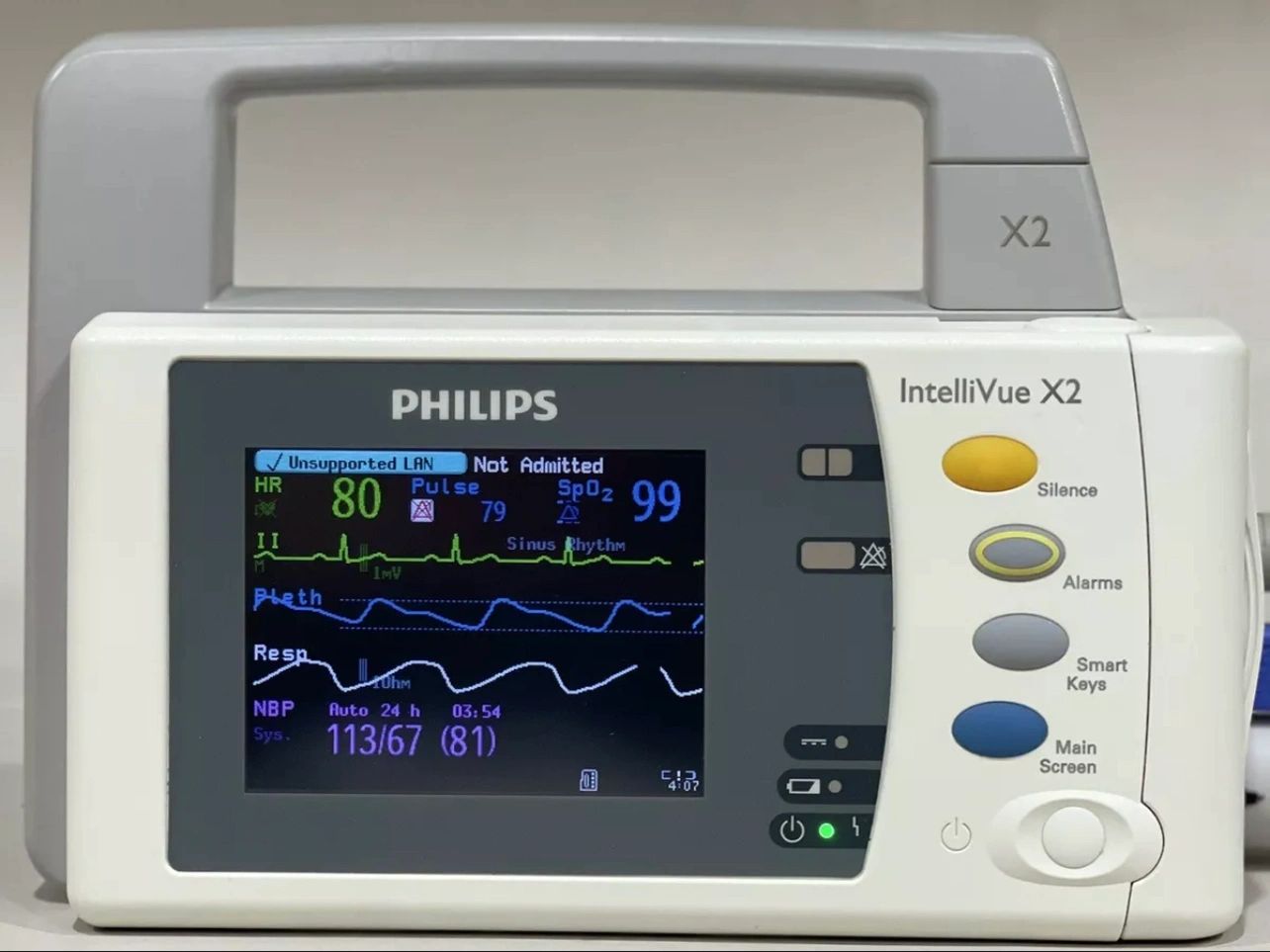 PHILIPS INTELLIVUE X2 M3002A PORTABLE MONITOR WITH NEW BATTERY AND ACCESSORIES - Image 2
