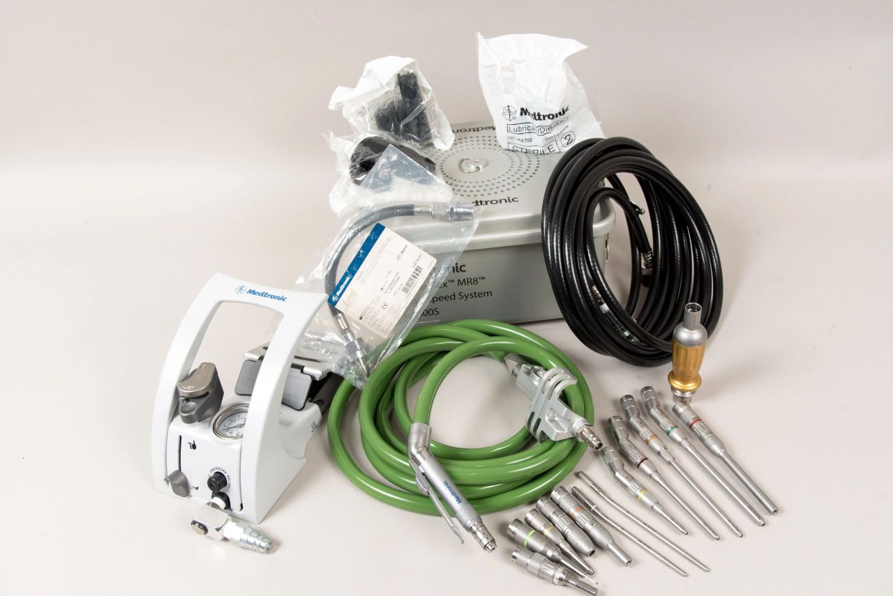 Medtronic MR8 PM810 PNEUMATIC Touch Drill Set with Choice of 5 Attachments - Available at Simon Medical, Inc