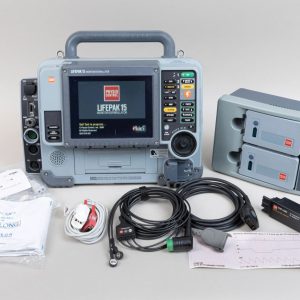 PHYSIO CONTROL LifePak 15 Defibrillator With CO2, ECG, SPO2, NIBP, P1, P2, Pacing, Printer, Charger, Batteries