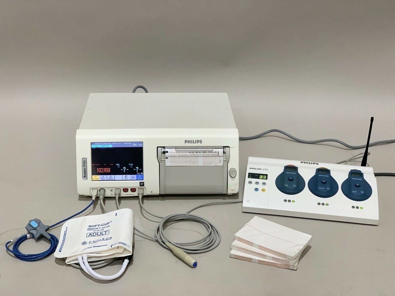 Philips Avalon FM50 M2705A Fetal Monitor With M2725A, M2726A, M2727A, M2720A