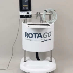 Boston Scientific RotaPro Rotational Atherectomy System for coronary plaque modification with touchscreen console, RotaGo cart, and rotational atherectomy platform.