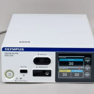 Olympus CELON ELITE ESG-200 radiofrequency generator WA900002A for ENT RFITT procedures and bipolar electrosurgery with touchscreen interface.
