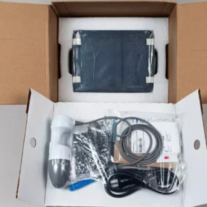 Brand new Verathon BladderScan i10 system with console 0570-0412, probe 0570-0413, battery, power adapter, and accessories in original packaging.