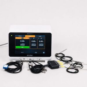 Stryker MultiGen 2 RF Generator 8400-000-000 with four 150 mm Venom RF electrode probes, splitter cable, RF grounding cable, and accessories