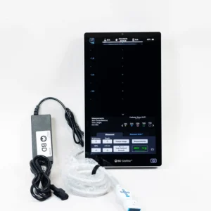 BD SiteRite 9 Ultrasound System with Cue Linear Probe 9770803, power supply, and power cord for ultrasound-guided vascular access procedures.