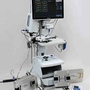Medtronic StealthStation FlexENT Navigation System with Fusion ENT navigation instrument trays, IPC console, StraightShot M5 microdebrider, and ENT surgical navigation accessories.