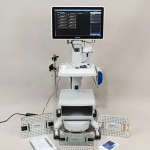 Medtronic StealthStation FlexENT Navigation System with Fusion ENT navigation instrument trays, touchscreen workstation, and image-guided ENT surgical navigation platform.