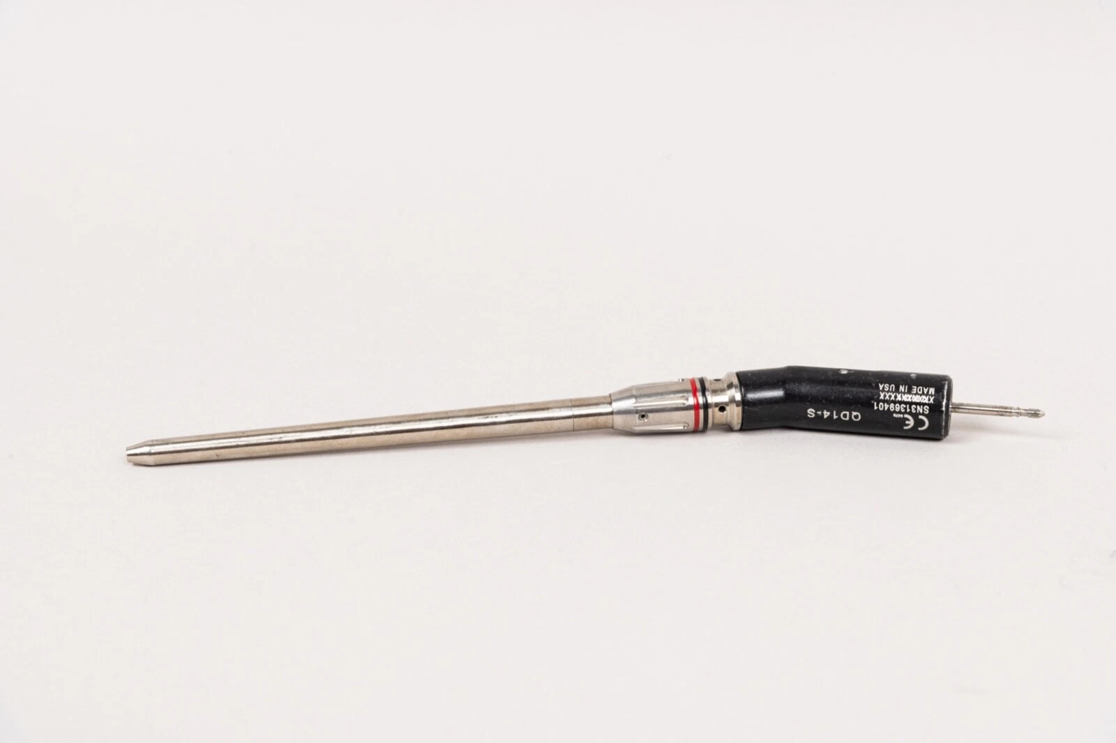 Anspach 13.5 cm Angle Attachment QD14-S powered surgical drill attachment for compatible Anspach surgical power systems used in orthopedic, spine, and neurosurgical procedures.