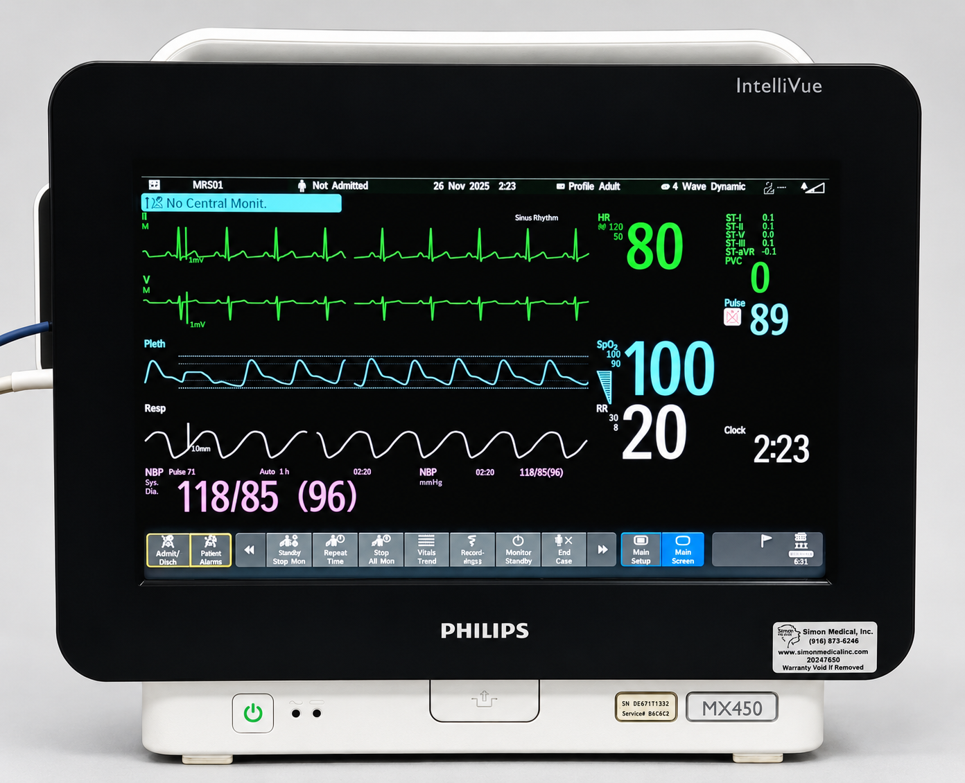 Philips IntelliVue MX450 Patient Monitor With X3, Batteries, & Cables - Image 2